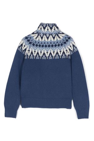 felpa in lana blu MONCLER KIDS | 9B00002M1241F70